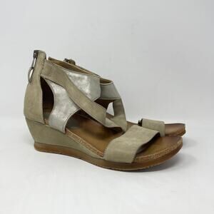 Miz Mooz Molly Natural Tan‎ Leather Wedge Sandal Women's 10 Strappy Comfort